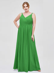 Doppel Träger Chiffon Brautjungfernkleider Grün Übergroße
