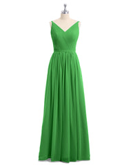 Doppel Träger Chiffon Brautjungfernkleider Grün Übergroße