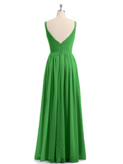 Doppel Träger Chiffon Brautjungfernkleider Grün Übergroße