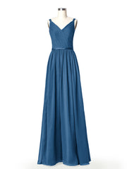 Doppel Träger Chiffon Brautjungfernkleider Tinte blau Übergroße