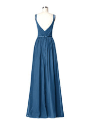 Doppel Träger Chiffon Brautjungfernkleider Tinte blau Übergroße