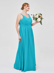 Doppel Träger Chiffon Brautjungfernkleider Jade Übergroße