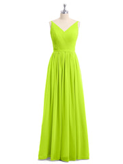 Doppel Träger Chiffon Brautjungfernkleider Limettengrün Übergroße