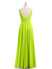 Doppel Träger Chiffon Brautjungfernkleider Limettengrün Übergroße