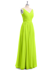 Doppel Träger Chiffon Brautjungfernkleider Limettengrün Übergroße