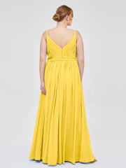 Doppel Träger Chiffon Brautjungfernkleider Ringelblume Übergroße