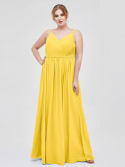 Doppel Träger Chiffon Brautjungfernkleider Ringelblume Übergroße