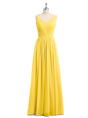 Doppel Träger Chiffon Brautjungfernkleider Ringelblume Übergroße