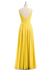 Doppel Träger Chiffon Brautjungfernkleider Ringelblume Übergroße