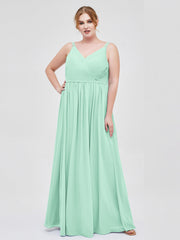 Doppel Träger Chiffon Brautjungfernkleider Minzgrün Übergroße