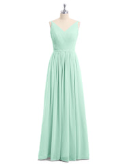 Doppel Träger Chiffon Brautjungfernkleider Minzgrün Übergroße