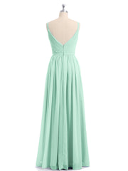 Doppel Träger Chiffon Brautjungfernkleider Minzgrün Übergroße