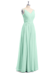 Doppel Träger Chiffon Brautjungfernkleider Minzgrün Übergroße