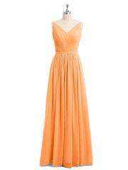 Doppel Träger Chiffon Brautjungfernkleider Orange Übergroße