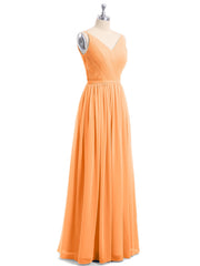 Doppel Träger Chiffon Brautjungfernkleider Orange Übergroße