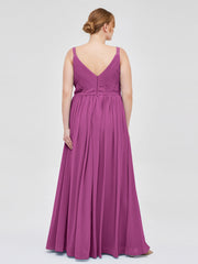 Doppel Träger Chiffon Brautjungfernkleider Orchidee Übergroße