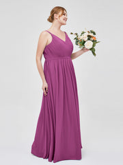 Doppel Träger Chiffon Brautjungfernkleider Orchidee Übergroße