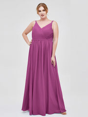 Doppel Träger Chiffon Brautjungfernkleider Orchidee Übergroße