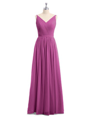 Doppel Träger Chiffon Brautjungfernkleider Orchidee Übergroße