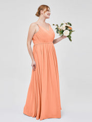 Doppel Träger Chiffon Brautjungfernkleider Papaya Übergroße