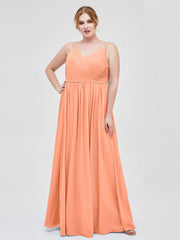 Doppel Träger Chiffon Brautjungfernkleider Papaya Übergroße