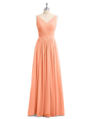 Doppel Träger Chiffon Brautjungfernkleider Papaya Übergroße