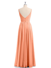 Doppel Träger Chiffon Brautjungfernkleider Papaya Übergroße