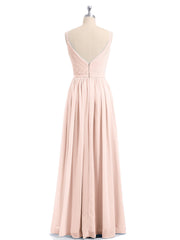 Doppel Träger Chiffon Brautjungfernkleider Perlrosa Übergroße