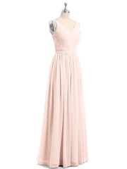 Doppel Träger Chiffon Brautjungfernkleider Perlrosa Übergroße