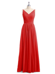 Doppel Träger Chiffon Brautjungfernkleider Rot Übergroße