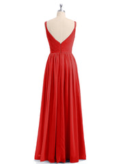 Doppel Träger Chiffon Brautjungfernkleider Rot Übergroße