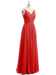 Doppel Träger Chiffon Brautjungfernkleider Rot Übergroße