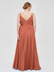 Doppel Träger Chiffon Brautjungfernkleider Rost Übergroße