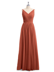 Doppel Träger Chiffon Brautjungfernkleider Rost Übergroße