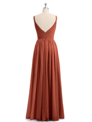 Doppel Träger Chiffon Brautjungfernkleider Rost Übergroße