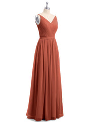 Doppel Träger Chiffon Brautjungfernkleider Rost Übergroße