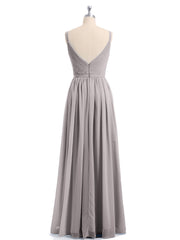Doppel Träger Chiffon Brautjungfernkleider Silber Übergroße