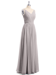 Doppel Träger Chiffon Brautjungfernkleider Silber Übergroße