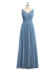 Doppel Träger Chiffon Brautjungfernkleider Schieferblau Übergroße