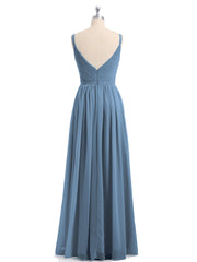 Doppel Träger Chiffon Brautjungfernkleider Schieferblau Übergroße