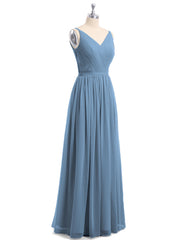 Doppel Träger Chiffon Brautjungfernkleider Schieferblau Übergroße