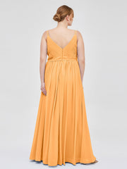 Doppel Träger Chiffon Brautjungfernkleider Mandarine Übergroße