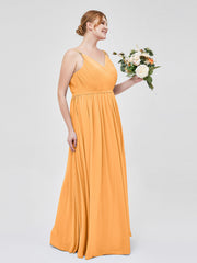 Doppel Träger Chiffon Brautjungfernkleider Mandarine Übergroße