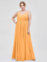 Doppel Träger Chiffon Brautjungfernkleider Mandarine Übergroße
