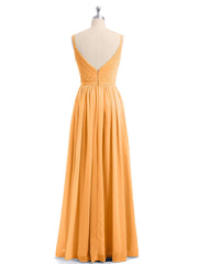 Doppel Träger Chiffon Brautjungfernkleider Mandarine Übergroße