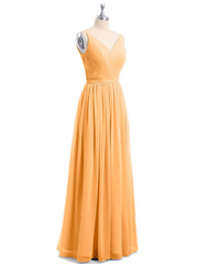 Doppel Träger Chiffon Brautjungfernkleider Mandarine Übergroße