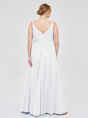 Doppel Träger Chiffon Brautjungfernkleider Weiß Übergroße