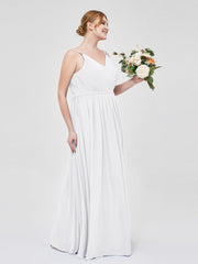 Doppel Träger Chiffon Brautjungfernkleider Weiß Übergroße