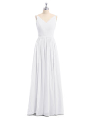 Doppel Träger Chiffon Brautjungfernkleider Weiß Übergroße