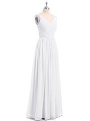 Doppel Träger Chiffon Brautjungfernkleider Weiß Übergroße